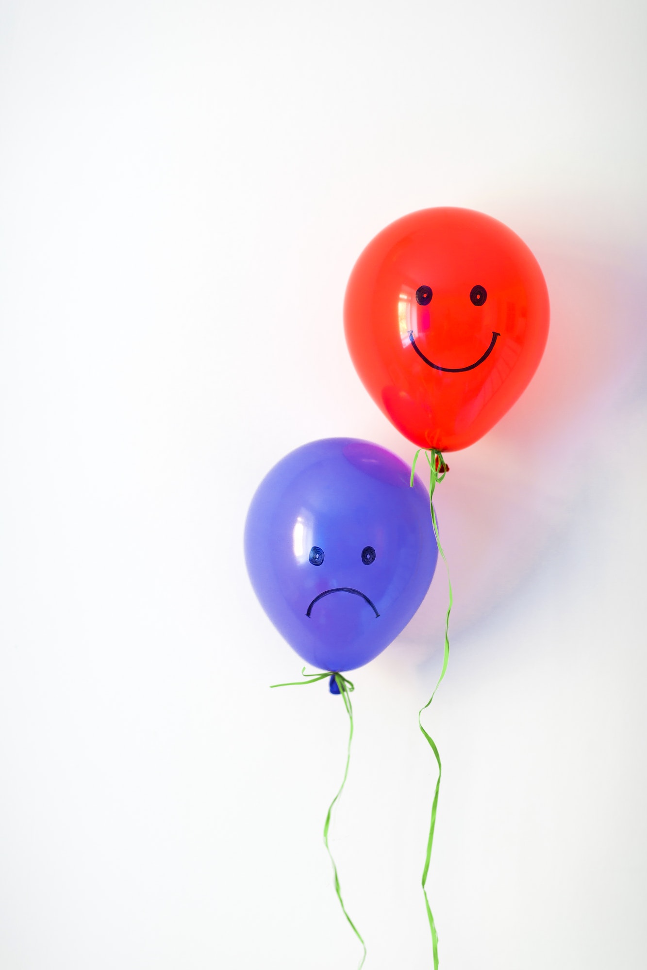 psychology: sad and cheerful facial expressions in balloons